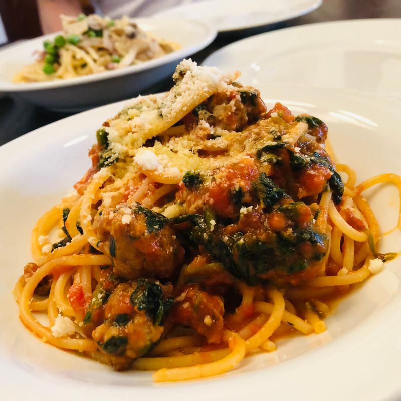 自家製サルシッチャとほうれん草のトマトソース_パスタコース(リミニ)