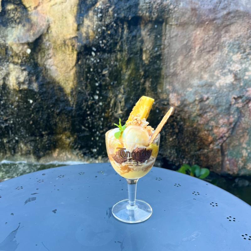 パイナップルとヨーグルトのジェラートパフェ(滝の流れるカフェ ら・さぼうる 高石)