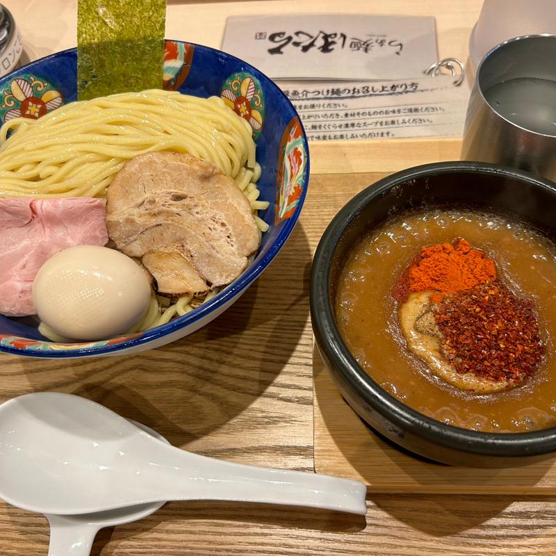 旨辛濃厚魚介温玉つけ麺  1辛ネギ抜き(らぁ麺 ほたる)