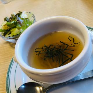スープ&サラダ_桃の冷製パスタランチ　