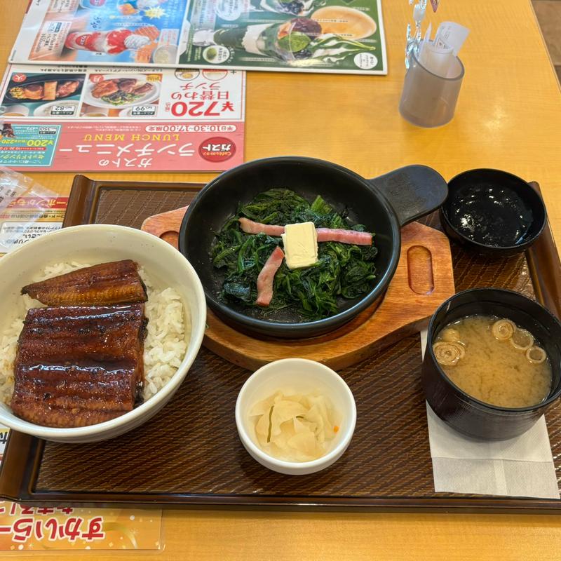 うな丼+ほうれん草ベーコン(ガスト 八千代大和田店 )