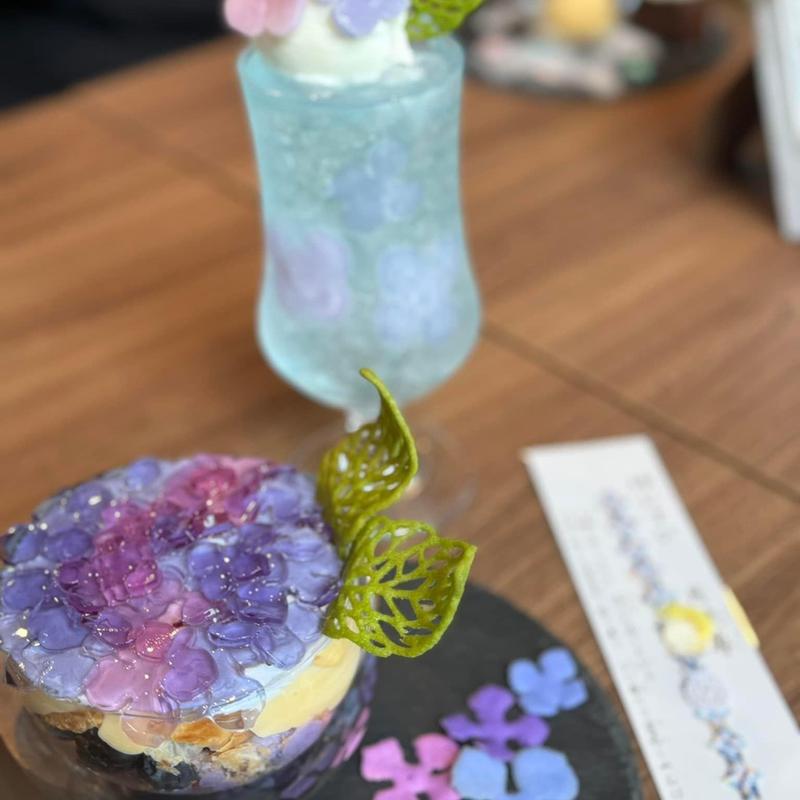 紫陽花パフェ 紫陽花ソーダ(CAFE&BAR RIGID)