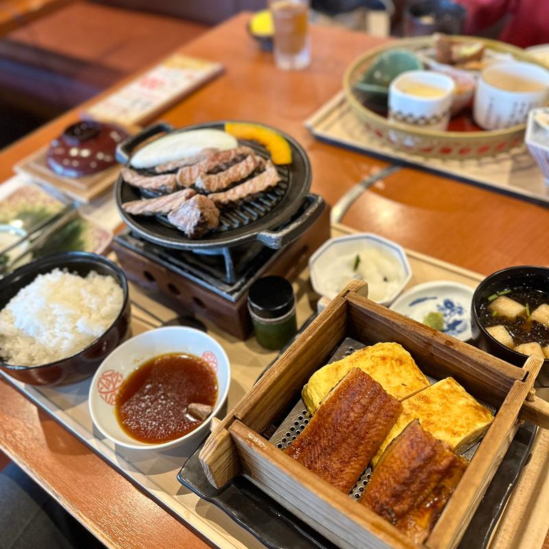 サーロインうな玉せいろ蒸定食(かごの屋 藤井寺インター南店 )