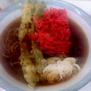 ジャンボインゲン天と紅生姜天そば(立喰そば 新角)