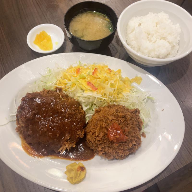 ミンチカツとカニクリームコロッケ定食(とんかつひろ喜　喜連瓜破店)