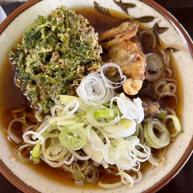 春菊天そば+ごぼう天(そば処　亀島 )