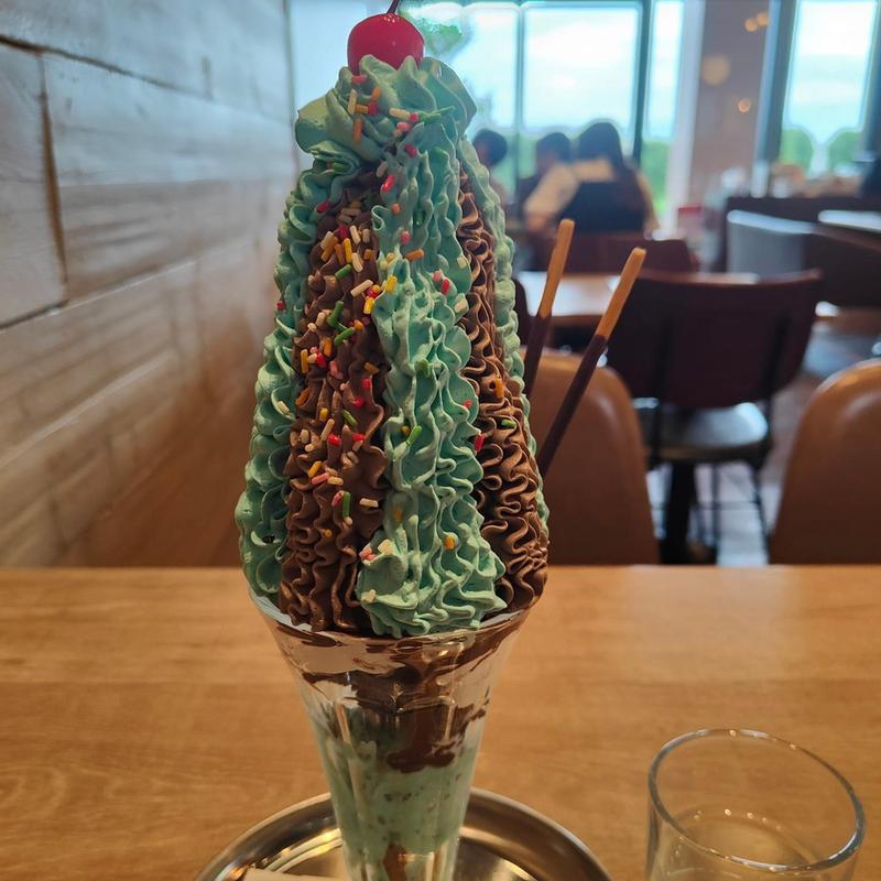 ガトーショコラ入りスーパーチョコミントマウンテンパフェ(ランズ珈琲 別府店)