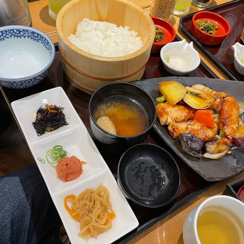 ごろごろ野菜と鶏の黒酢和え御膳(和ダイニング四六時中 熱田店 )