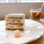 桃とジャスミンティーのショートケーキ