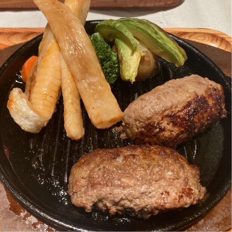 プレミアムハンバーグと鮭ハラス(いしがまやハンバーグ 溝口店)