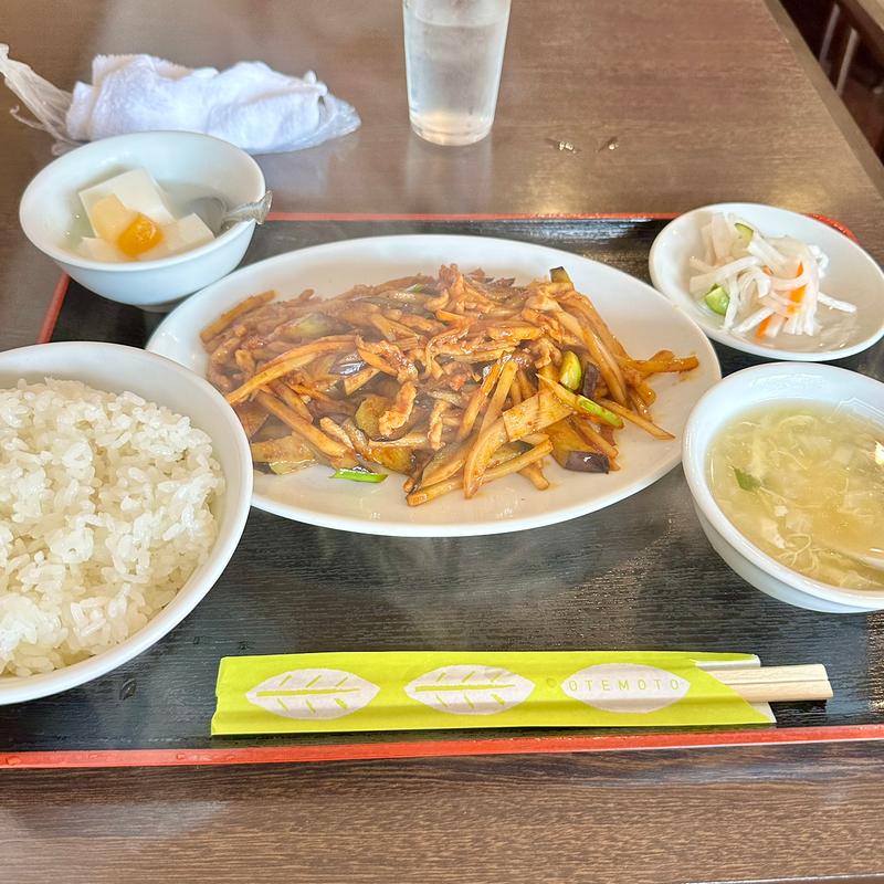 ナスと豚肉の辛味炒め定食(中国料理 興福菜館)