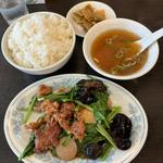 牛肉と野菜の牡蠣ソース炒め定食(百花亭)