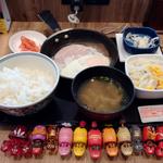 ハムエッグ納豆定食