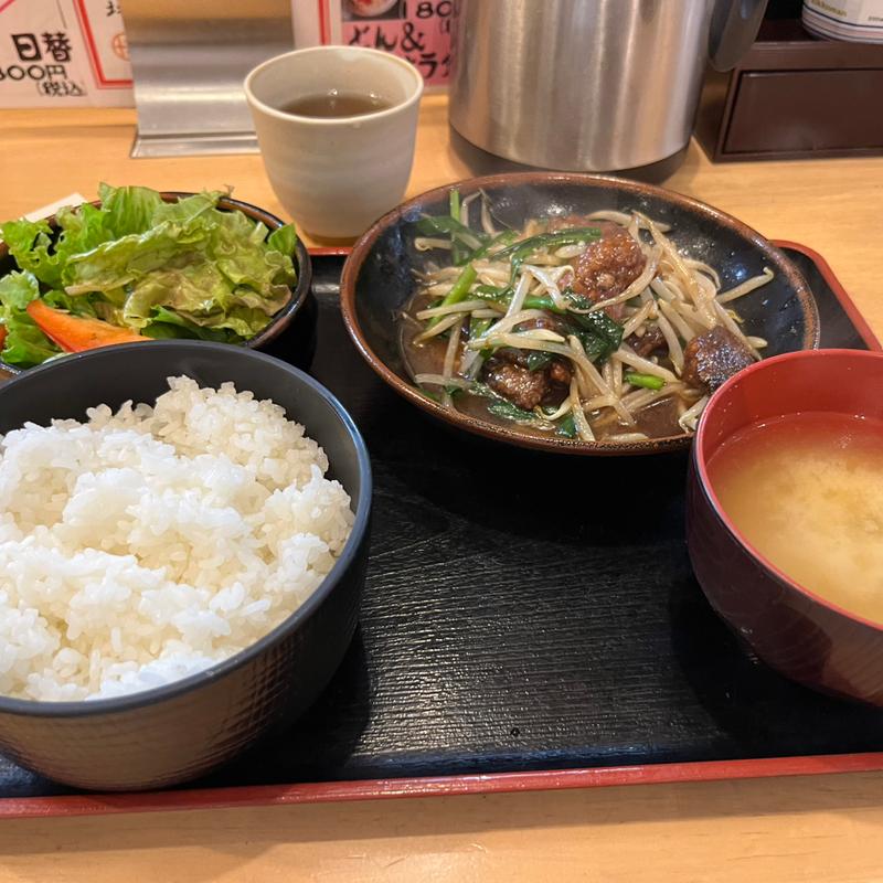 ニラレバ炒め定食(大衆食堂 十九坪)