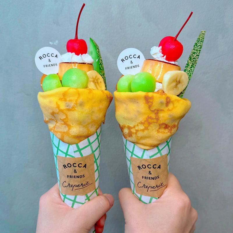 メロンのクレープ　プリンアラモード(ROCCA & FRIENDS CREPERIE)