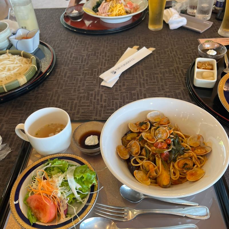茄子とアサリのアラビアータパスタ(東武藤が丘カントリー倶楽部)