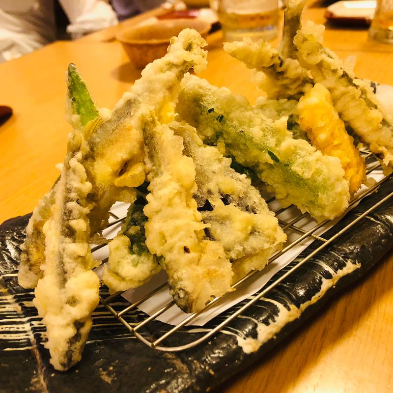 稚鮎と季節野菜の天麩羅(海鮮本舗)