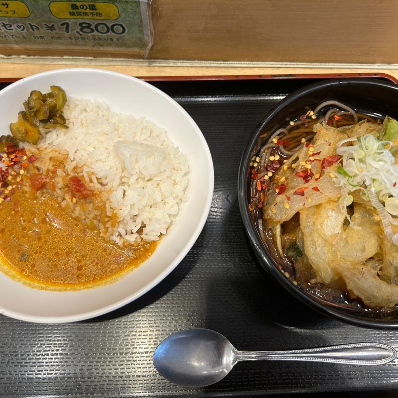 特大かき揚げそば半カレーセット(よもだそば 日本橋店)