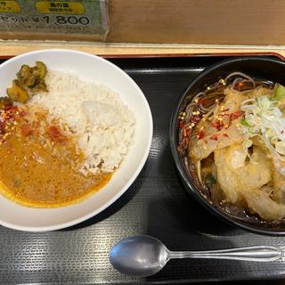 特大かき揚げそば半カレーセット(よもだそば 日本橋店)