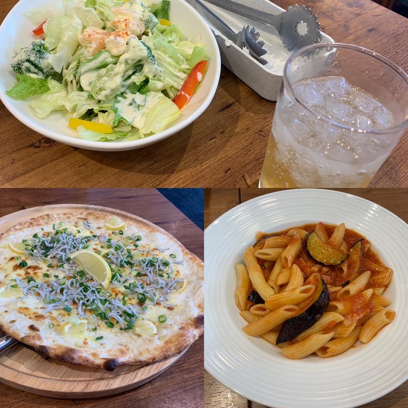 しらすレモンピザ&茄子トマトペンネとサラダ(オリーブの丘 保塚店)
