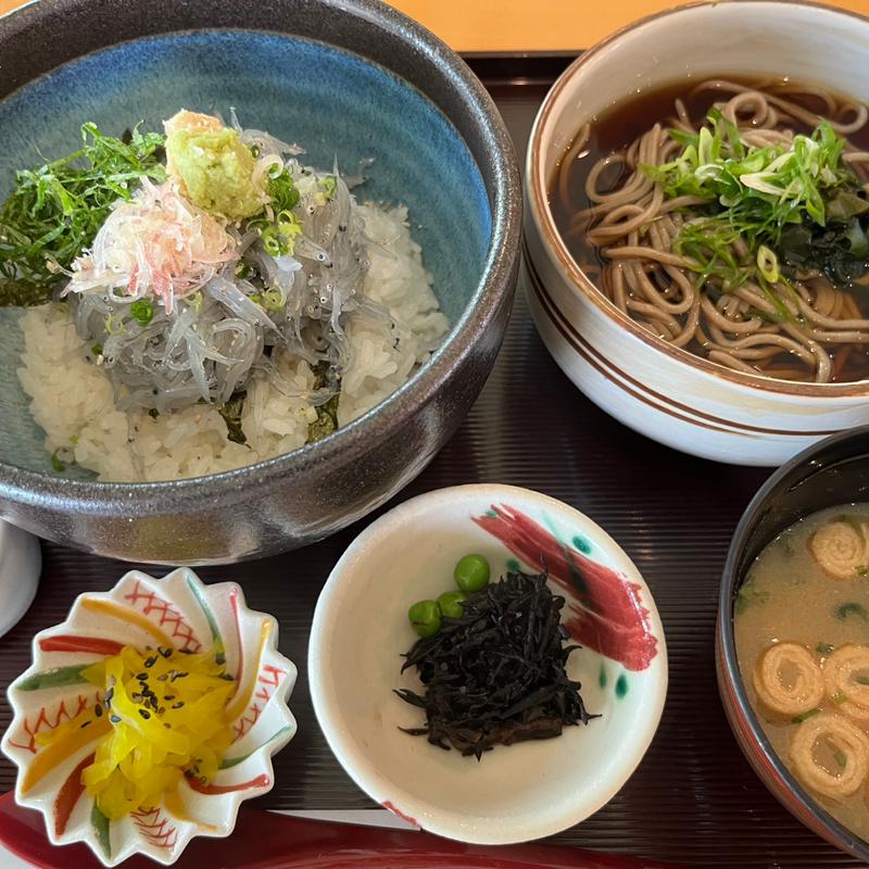 生しらす味くらべ丼+冷やしぶっかけそば(浜千鳥)