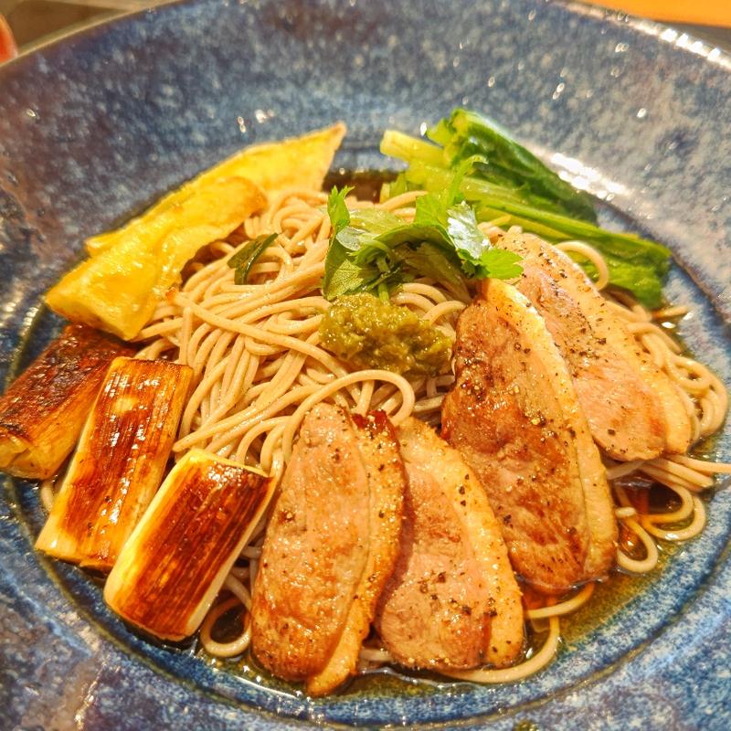 冷やし鴨南蛮そば(味の民芸 丸山台店)