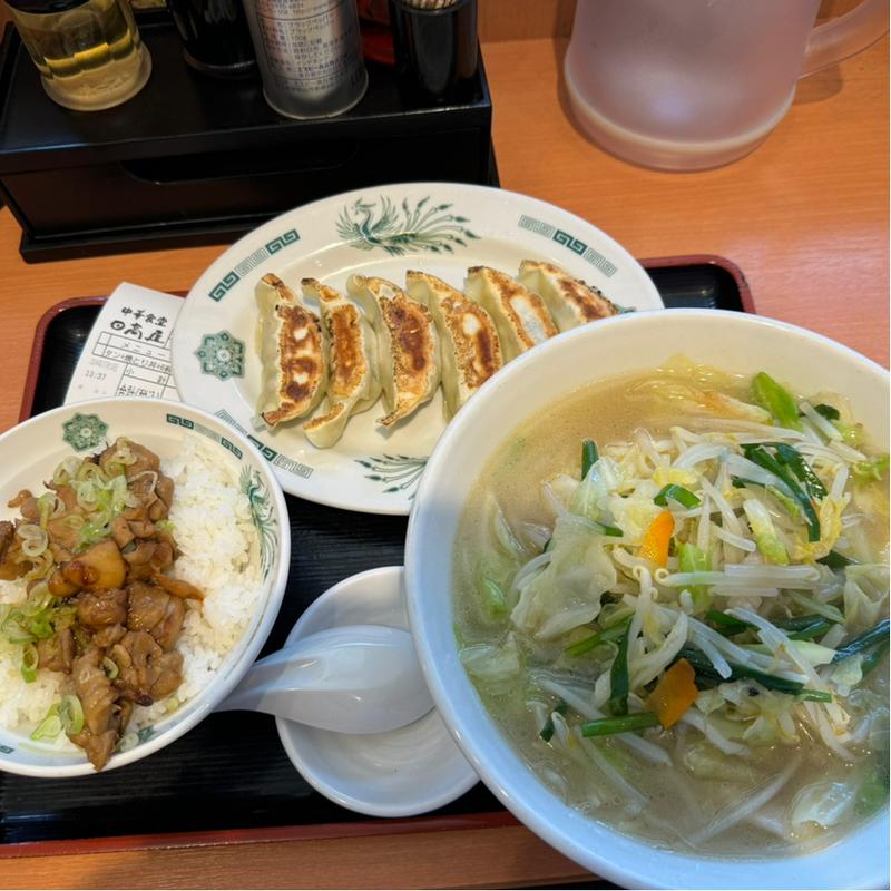 野菜たっぷりタンメン+やきとり丼餃子セット(日高屋 飯田橋東口店)