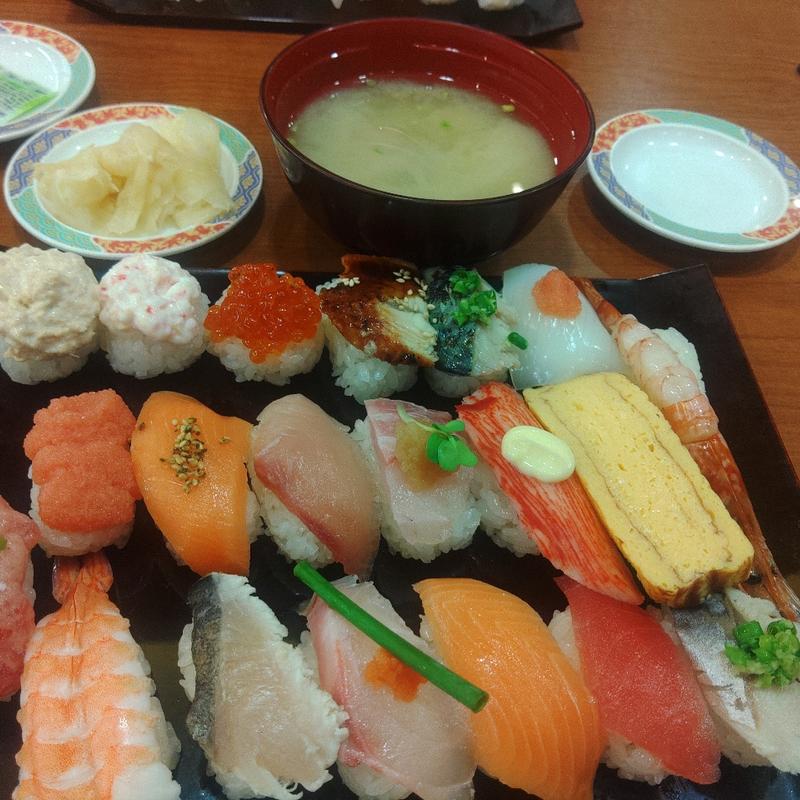 海鮮20貫盛ランチ あさり汁付き(海鮮特急レーン 寿司じじや 諸岡店)