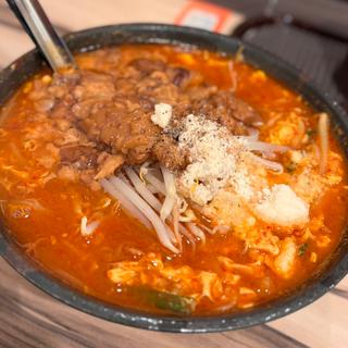 中辛 カレー辛麺変更（トッピング:もやし・背脂）(辛麺華火 渋谷店)