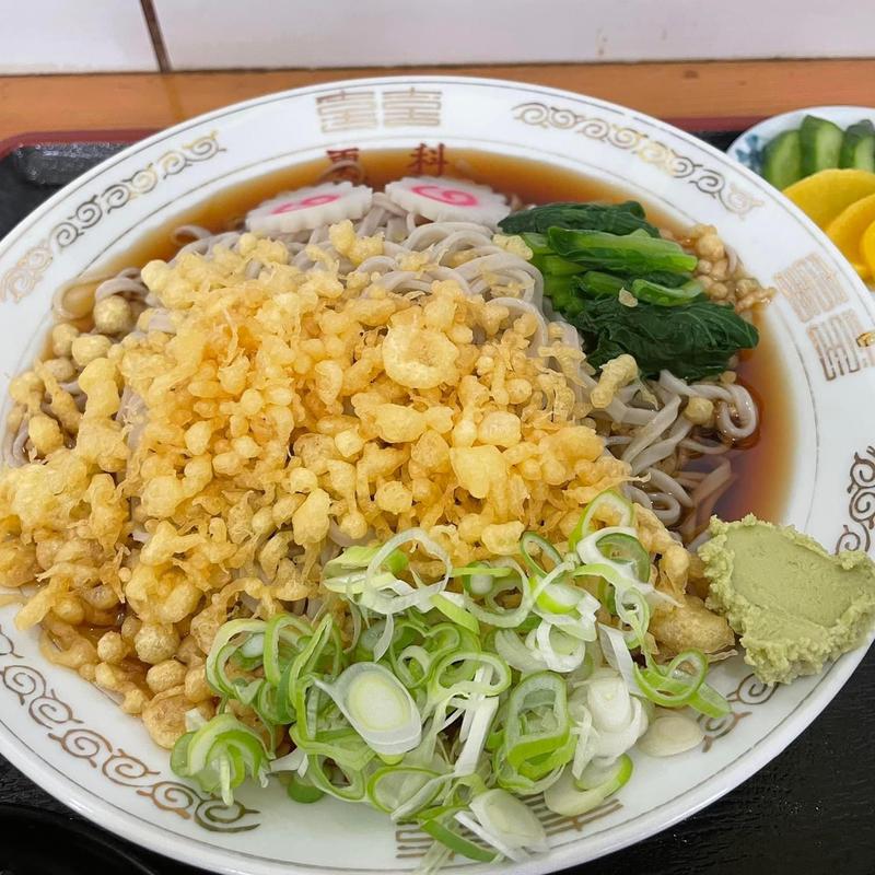 冷やしたぬき蕎麦 大盛り(更科食堂)