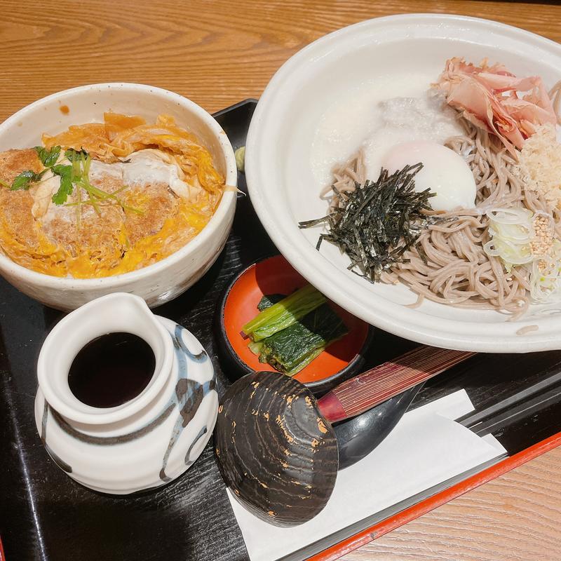 かつ丼と選そばセット　月見山かけそば(信州そば処 そじ坊 木場イトーヨーカドー店)