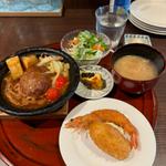 ハンバーグステーキランチエビフライ帆立クリームコロッケトッピング(洋食手嶋)
