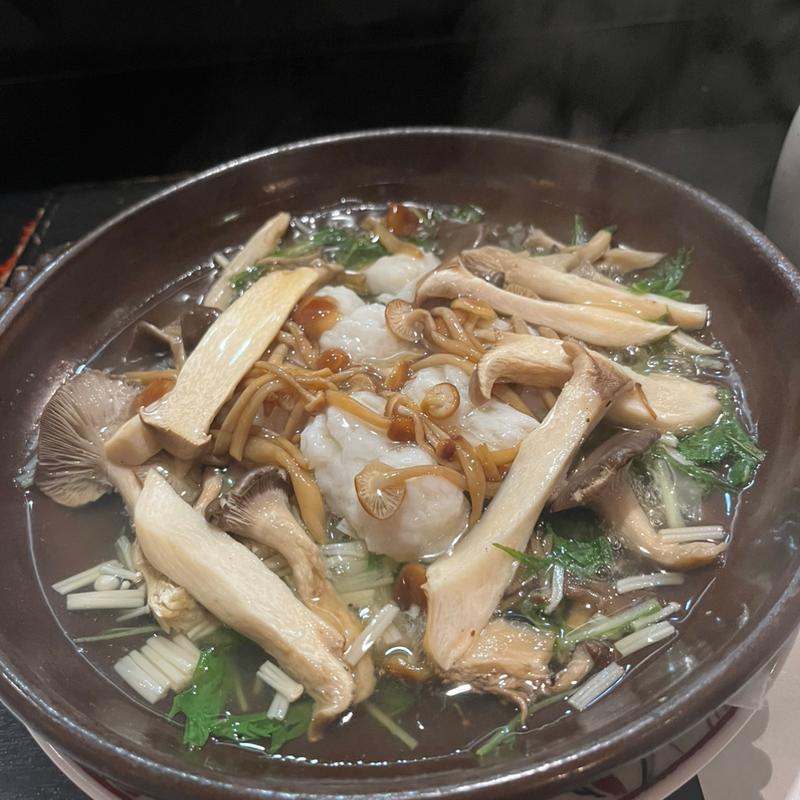 鱧と水菜の陶板蒸し(多満喜)