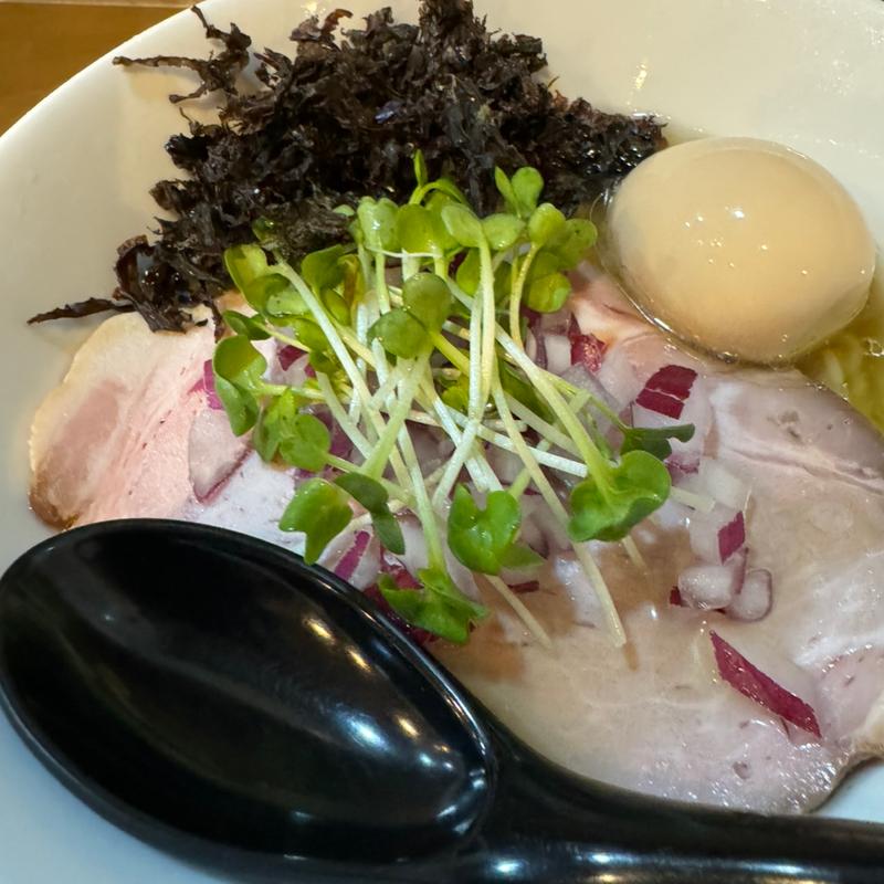 冷製煮干し蕎麦塩(カイワレ 味玉 岩のり)(夜空と大地sake＆noodle)