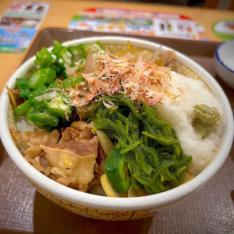 山かけめかぶオクラ牛丼(並)(すき家 仙台定禅寺通店)