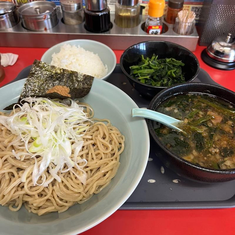 和節とんこつ醤油つけ麺ほうれん草セット　半ライス(ラーメン山岡家 越谷レイクタウン店)