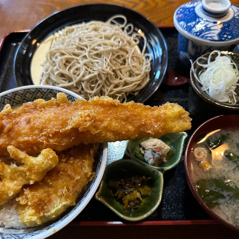 穴子一本天丼そばセット(めし処より処 湯佐ん家)