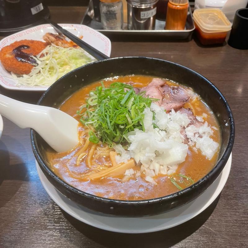 カレーラーメンミンチカツ定食 (来来亭 平塚店)