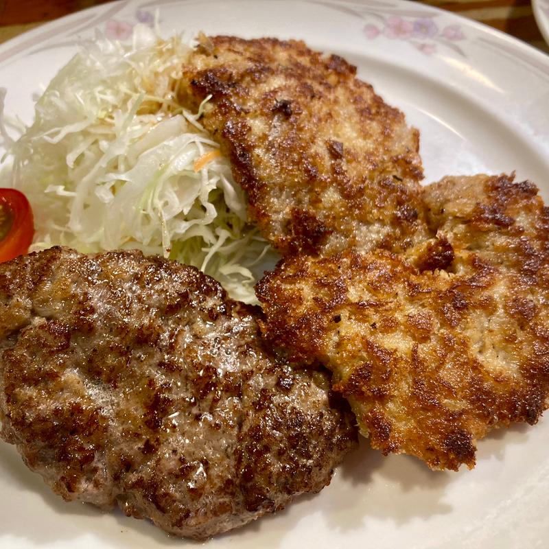 ポークカツ&自家製ハンバーグset（110g)(ザ・ハンバーグ 高田馬場店)