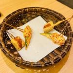 おまかせ　オクラの豚巻きあられ揚げ・日本うなぎ蒲焼き(串亭 ルミネ池袋)