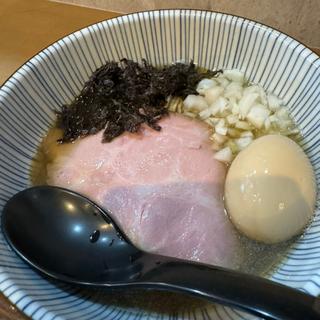 サンマ✖️伊吹の荒炊き煮干し蕎麦 しょうゆ(味玉)(麺や空と大地)