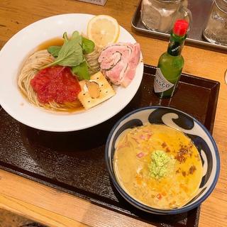 【限定】ムール貝とずんだのソイラテで食べるトマト水つけ麺(麺屋58)