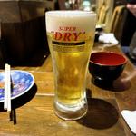 生ビール(大衆炭火やきとりてっぺいちゃん)