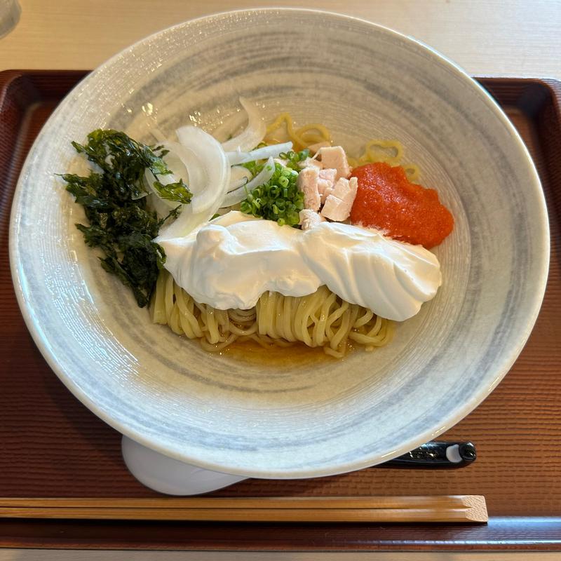 追い鰹生クリームと明太子の和えそば(麺あかざわ)