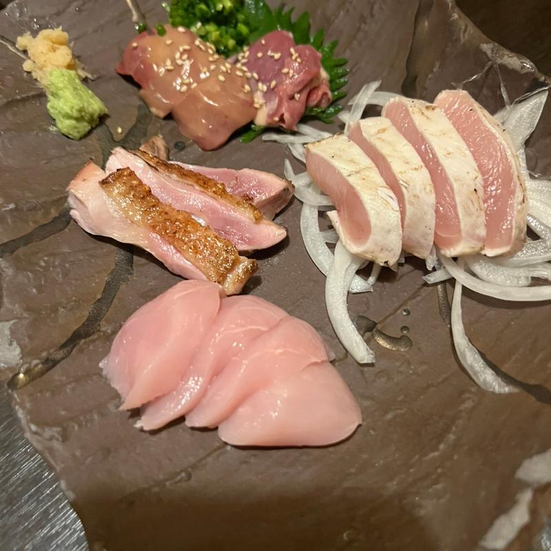 鶏刺し身 五種盛(一期一会)