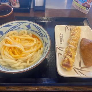 釜玉うどん+ちくわ天、いなり(丸亀製麺津島)