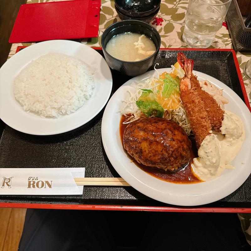 ハンバーグ&エビフライセット(グリル ロン)