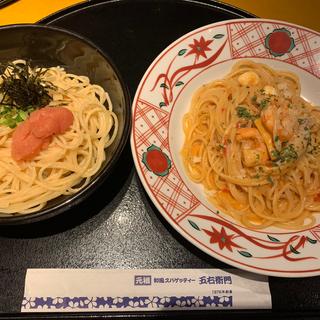 ハーフ&ハーフ トマトソース&明太バター(洋麺屋五右衛門 京都桂川イオン店)