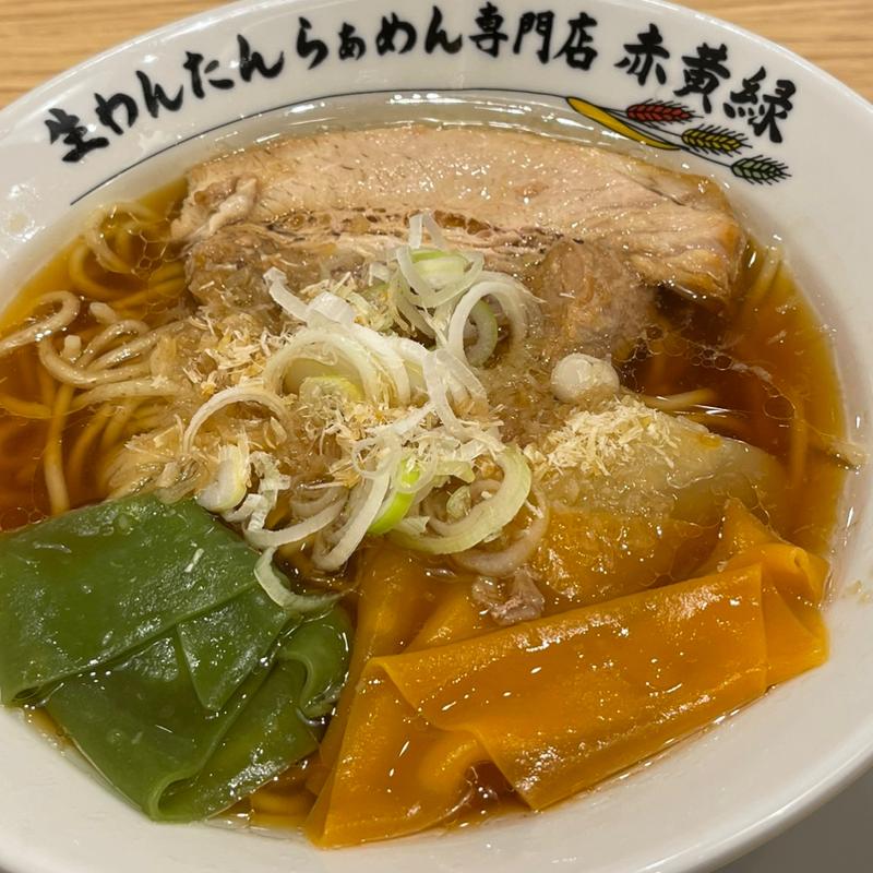 帆立出汁　わんたんらぁめん(人類みな麺類系列生わんたんらぁめん 赤黄緑 フォレストモール京田辺店)