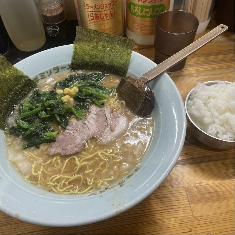 味噌ラーメン　ほうれん草　半ライス(ラーメンショップ椿 上彦川戸店)